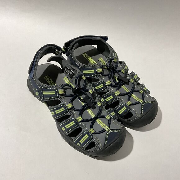 Khombu Sandals Kids Size 2 Gray Green Accents Dillon Breathable Closed Toe - Picture 10 of 11